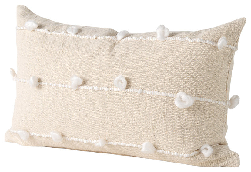 Erica 13x21 Cream With White Detail Decorative Pillow Cover