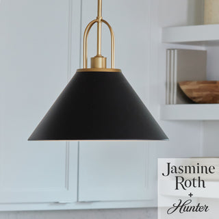 Carrington Isle Flat Matte Black and Luxe Gold 1 Light Pendant