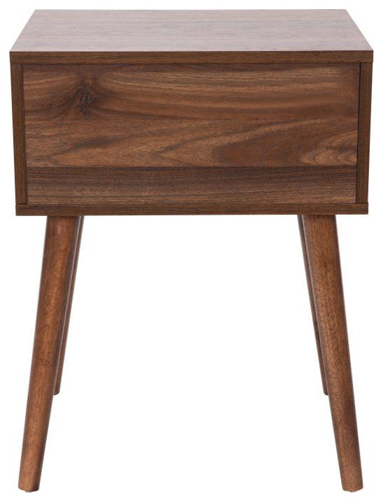 Hatfield One Drawer Wood Nightstand, Side Accent or End Table-Dark Walnut