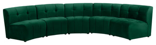Limitless Velvet Upholstered 5-Piece Modular Sectional, Green