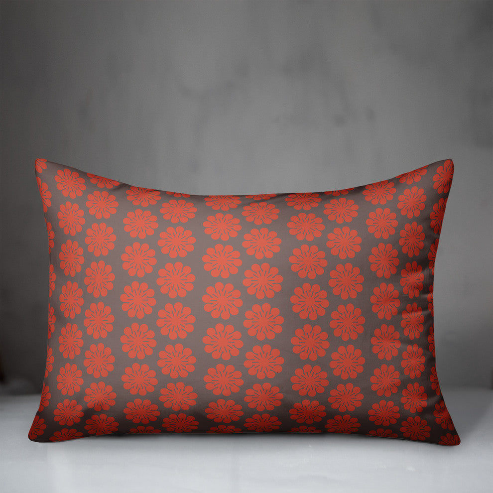 Red Floral Pattern Throw Pillow
