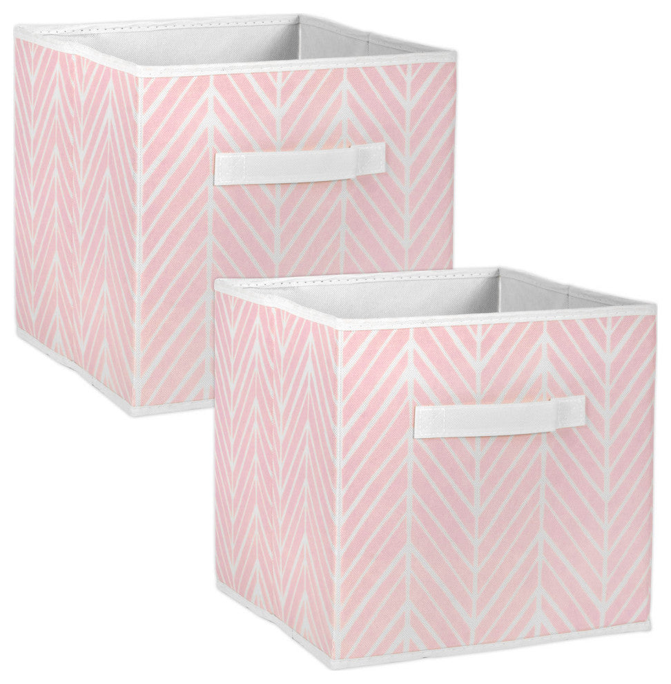 Nonwoven Polyester Cube Herringbone Mauve Square 11"x11"x11", Set Of 2