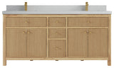 Sonoma 72 Double Sink Bath Vanity in Light Natural Teak with 2" Carrara Quartz