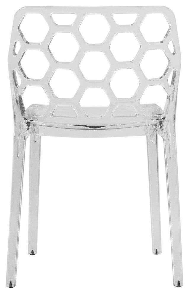 Leisuremod Dynamic HoneyComb Design Dining Chair, Set of 4, Clear