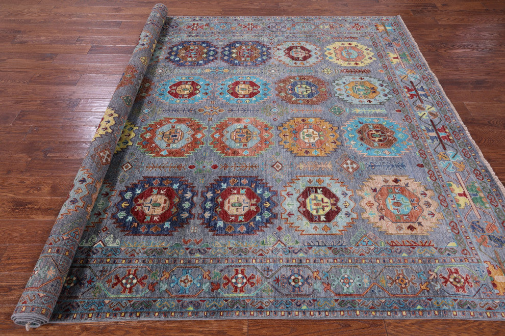 8' 0" X 9' 8" Handmade Fine Turkmen Ersari Wool Rug Q10565
