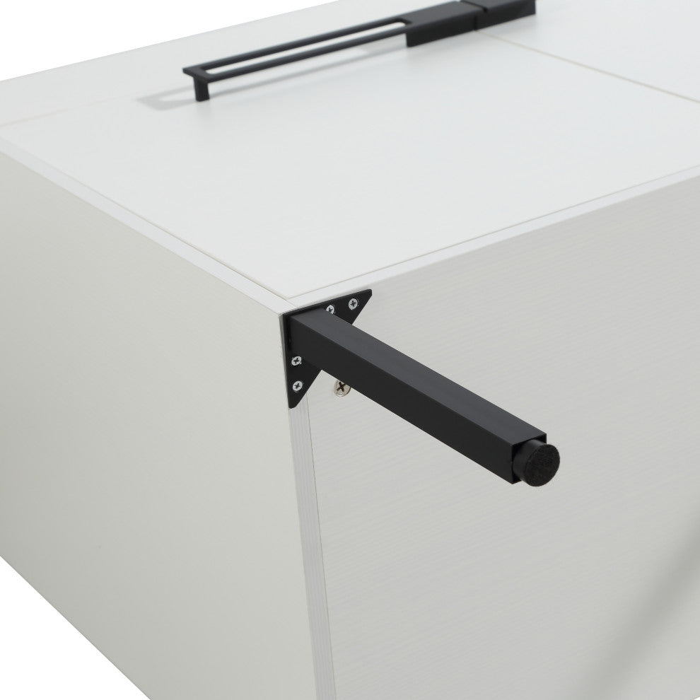 Freestanding/Floating Bathroom Vanity With white Ceramics Top, White, 30"