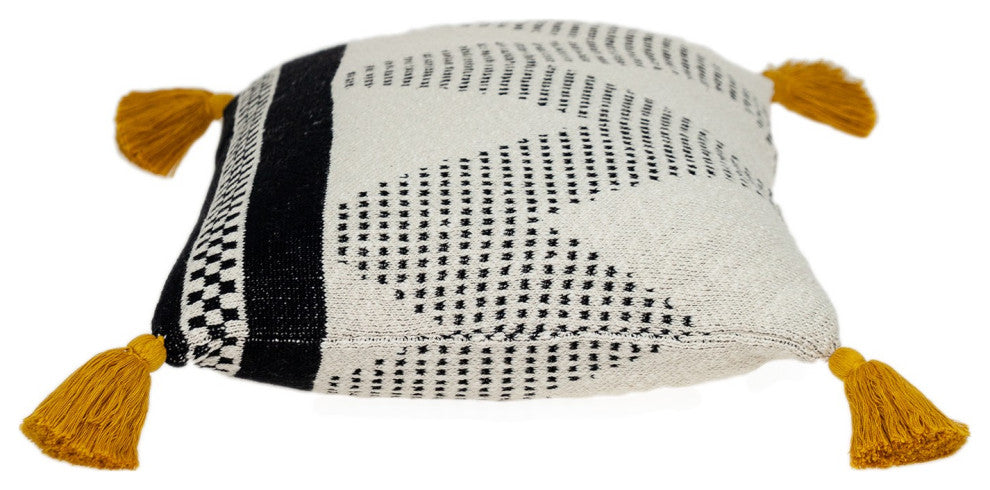 Beige and Black Knit Throw Pillow