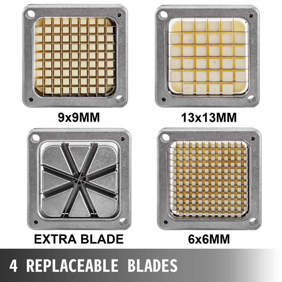 Electric French Fry Cutter with 6mm 9mm 13mm and 8-Wedge Blade