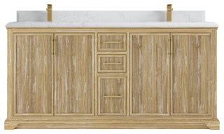 Alys Teak 72 Double Sink Bathroom Vanity Whitewashed 1.5" Empira Quartz