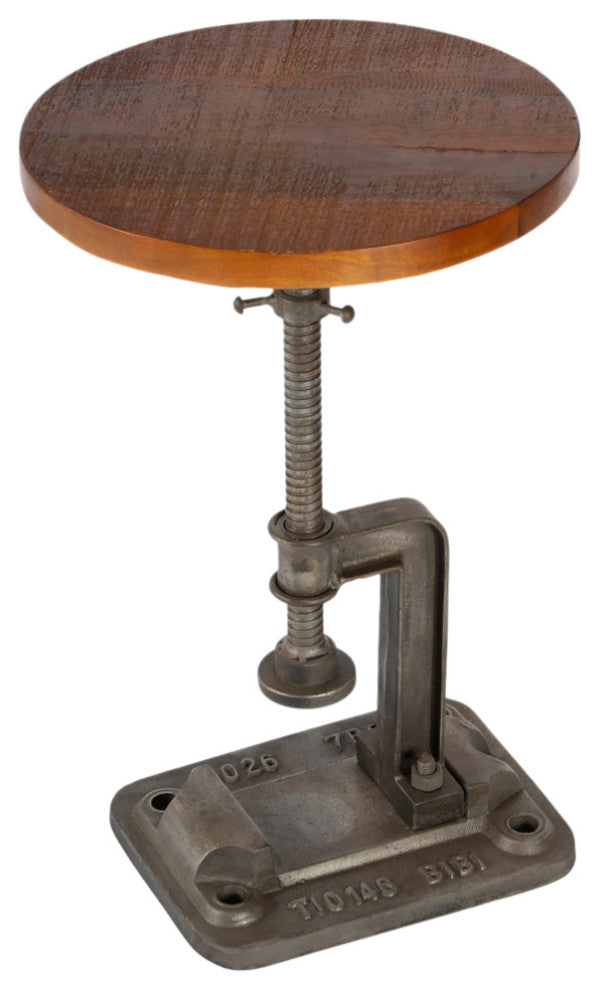 Ellis Adjustable Pedastal Side table, Silver