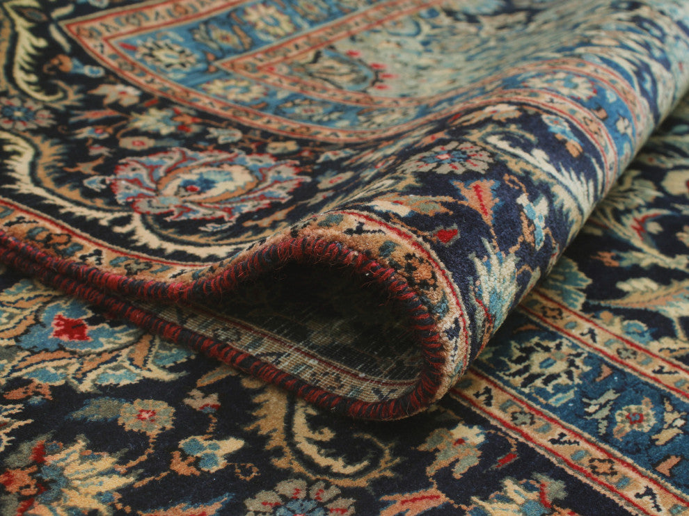 Fine Vintage Distressed Fem Navy Rug