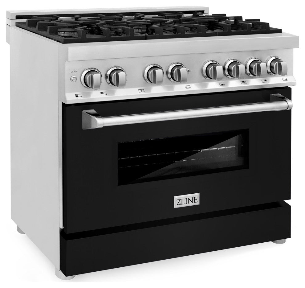 ZLINE 36 in. Professional Dual Fuel Range With Black Matte Door, RA-BLM-36