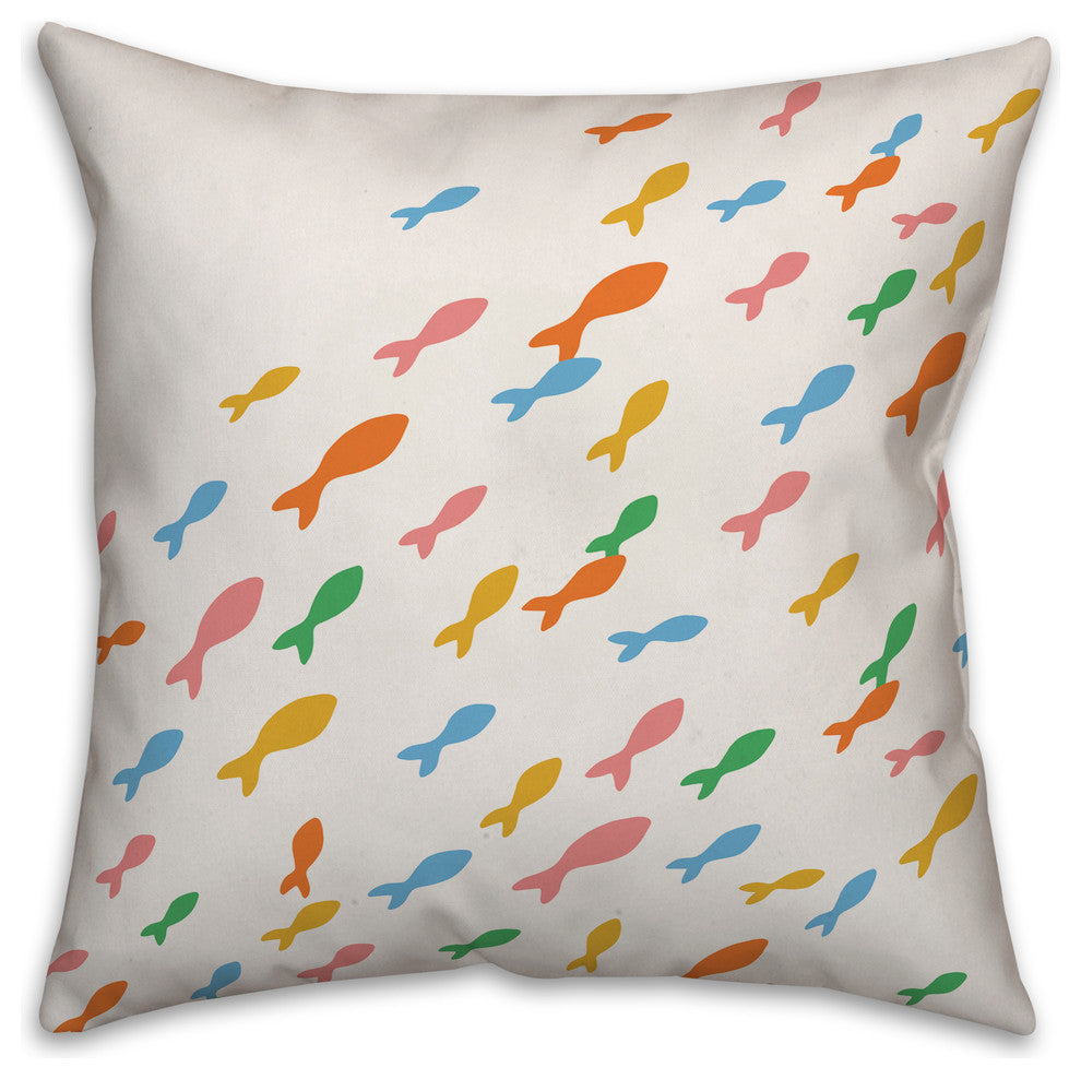 Colorful School of Fish 18x18 Throw Pillow