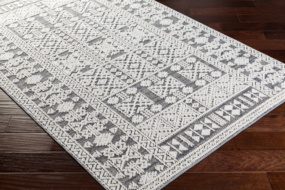 Surya Ariana RIA-2305 8'10"x12' Rug, White/Medium Gray/Taupe/Charcoal