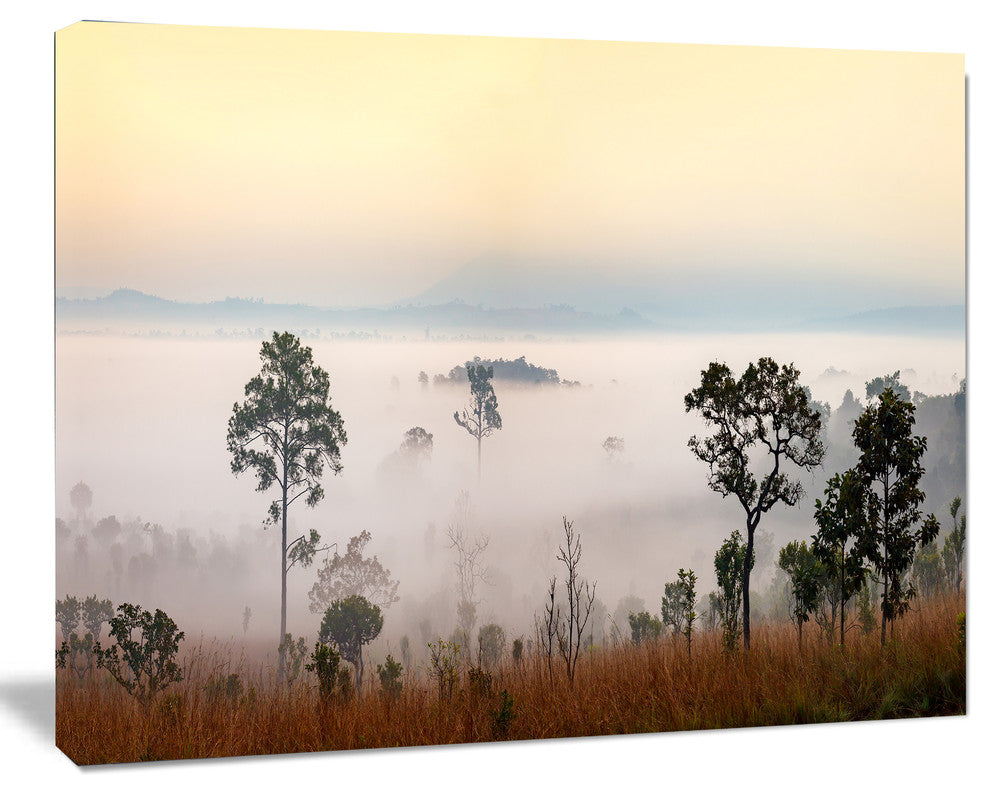 Misty Morning Panorama, Landscape Canvas Art Print, 60x40