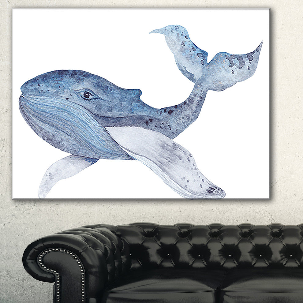 "Large Watercolor Whale" Canvas Print