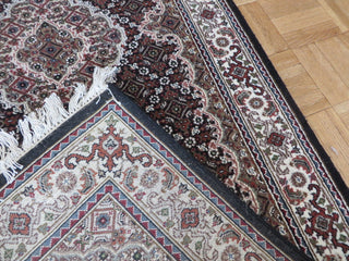 2'9x10 Handmade Fine Black Mahi Tabriz Persian Rug Wool & Silk