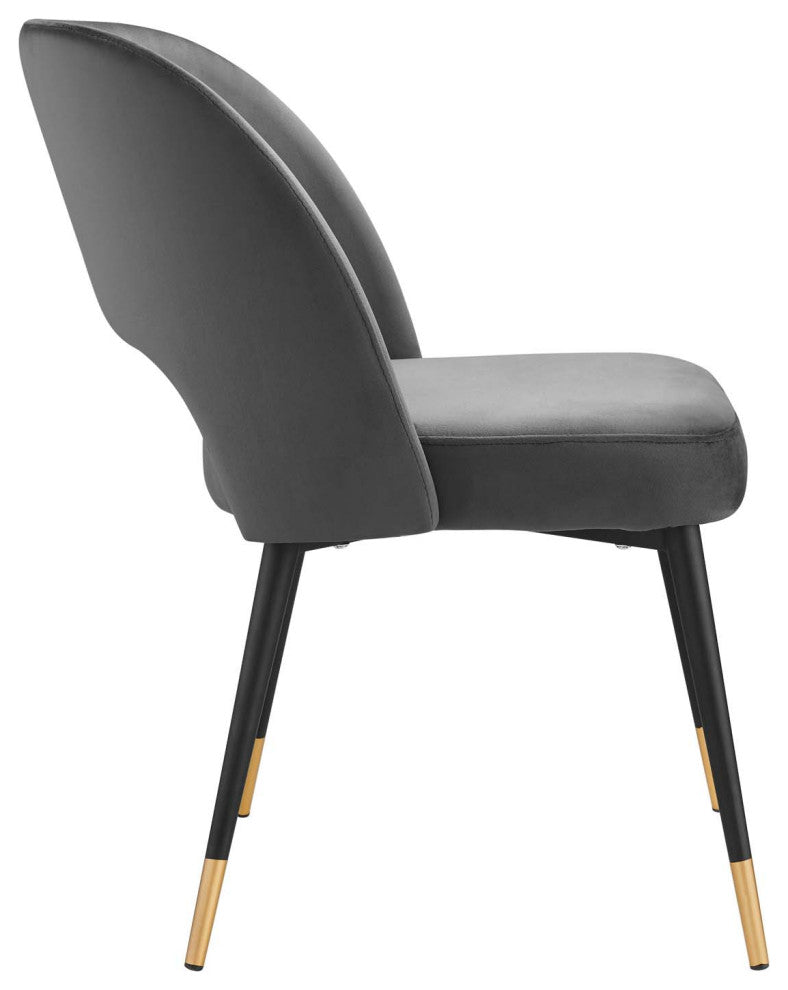 Rouse Performance Velvet Dining Side Chairs Set of 2 Charcoal