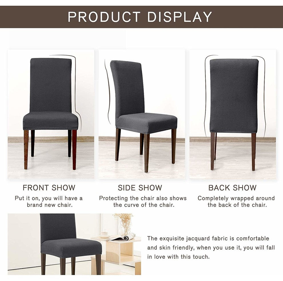 Subrtex Stretch Dining Room Chair Slipcovers, Gray, 4pcs