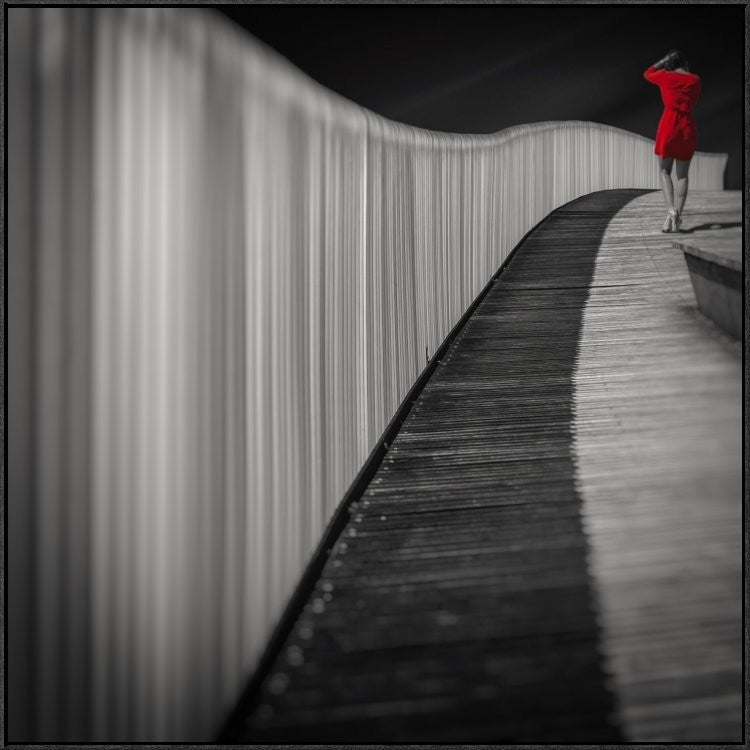 "Woman In Red" Framed Canvas Giclee by Marco Antonio, 41x41"