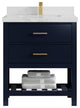 Parker 30 Single Sink Bath Vanity in Navy Blue  2" Calacatta Nuvo