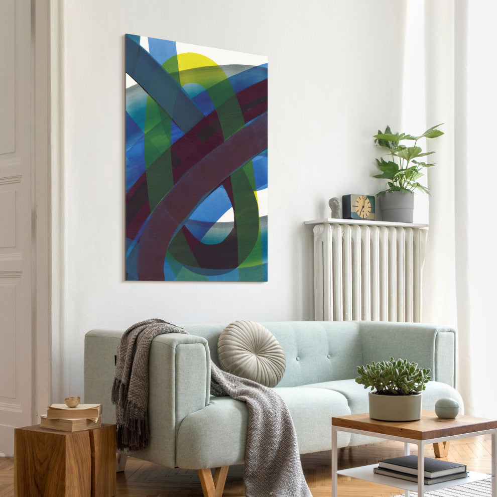 "Pigment Play I" Frameless Free Floating Tempered Glass Panel Graphic Wall Art