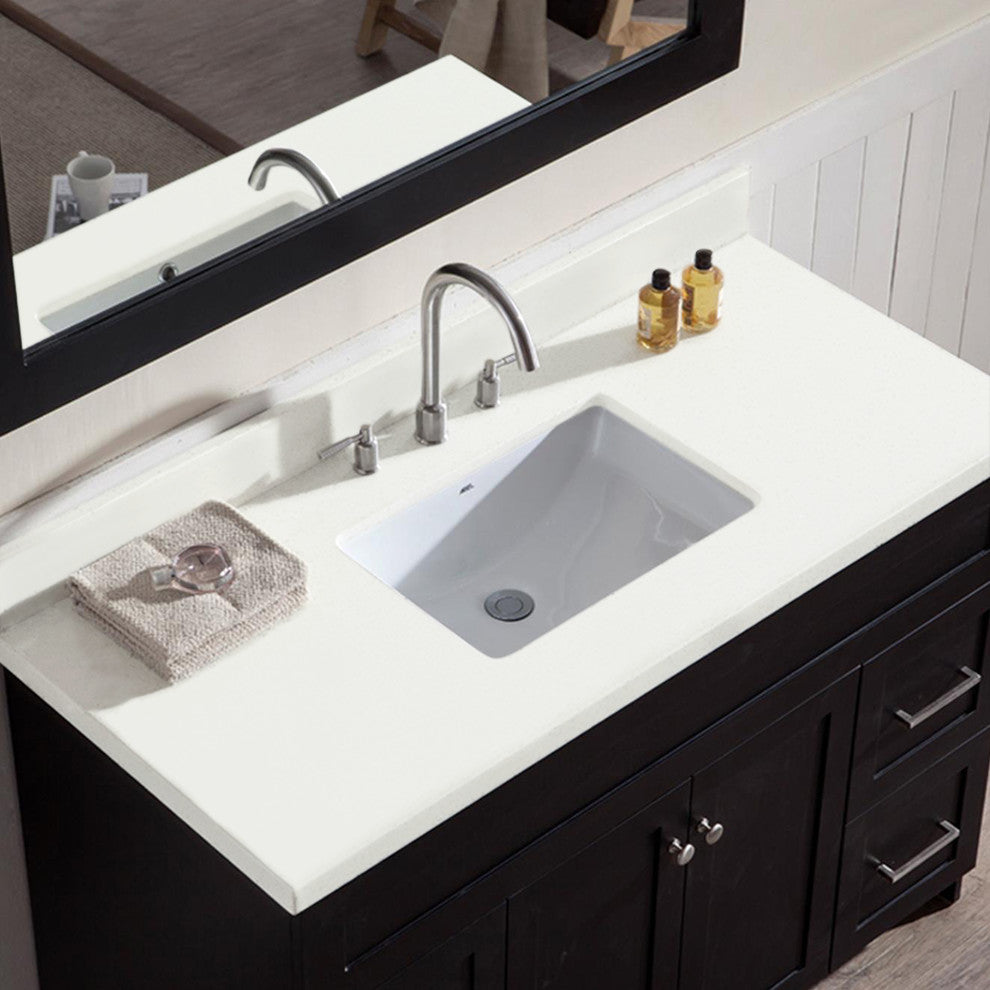 Hamlet 49" Single Sink Vanity Set, Black, With Mirror, Quartz Countertop