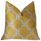 Honeycomb Yellow and Beige Luxury Throw Pillow, 24"x24"