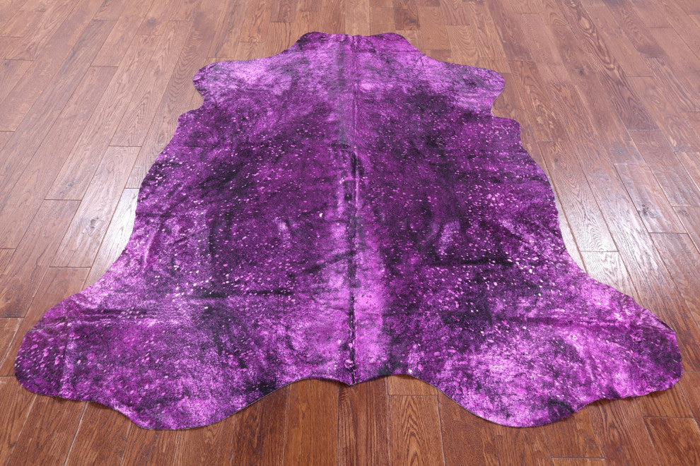 6' 4" X 6' 0" Pink Metallic Cowhide Rug C2097