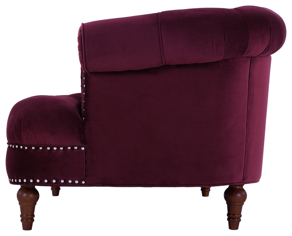 La Rosa Victorian Chesterfield Loveseat, Burgundy Velvet
