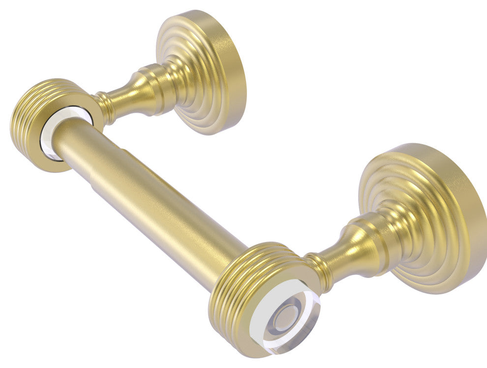 Pacific Grove 2-Post Toilet Paper Holder with Groovy Accents, Satin Brass
