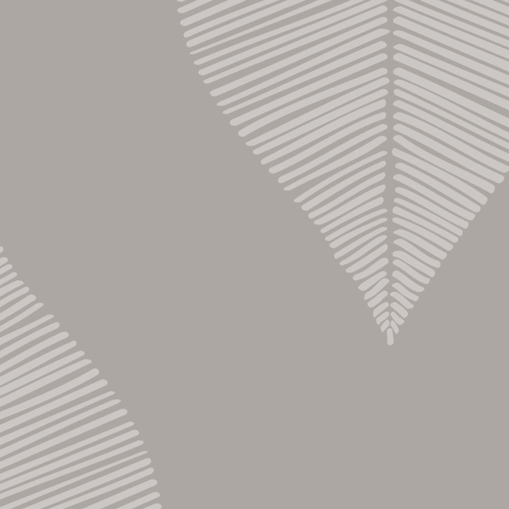Line Leaves Peel and Stick Vinyl Wallpaper, Off White Warm Gray, 24"w X 60"h
