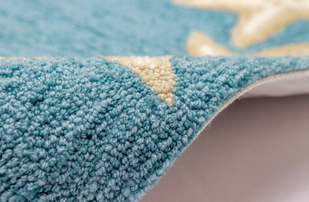Capri Starfish Border Indoor/Outdoor Rug Aqua, Aqua, 7'6"x9'6"