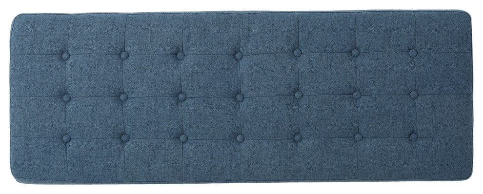 GDF Studio Mid-Century Modern Fabric Upholstered Bench, Air Force Blue