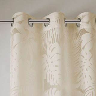 Madison Park Leilani Botanical Burnout Palm Leaf Sheer Window Panel, Natural, 50