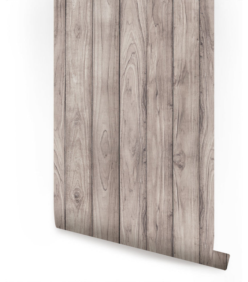 Wood Peel and Stick Vinyl Wallpaper, Gray, 24"w X 60"h