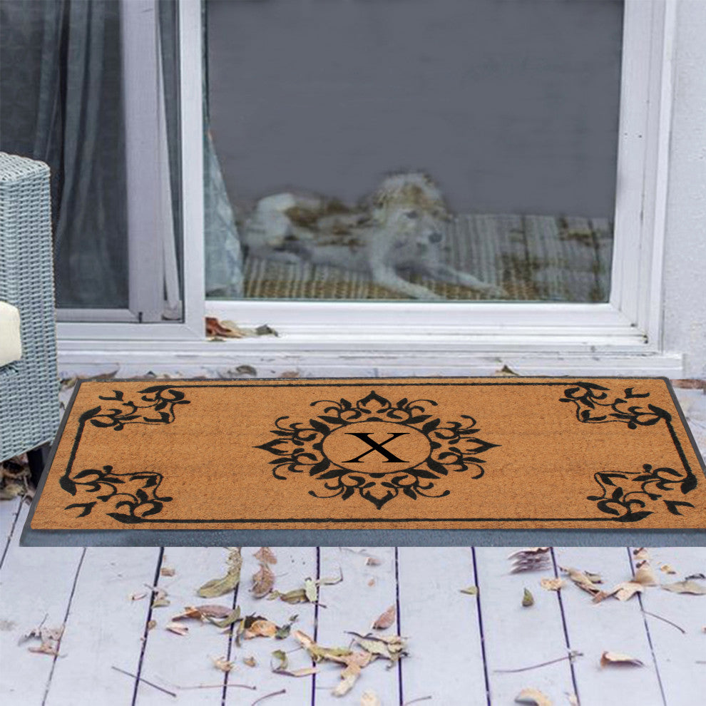 A1HC Hand-Crafted 24"x48" Rubber Coir Double/Single Monogrammed, X