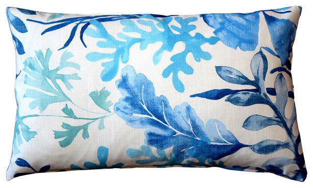 Sea Garden Blue Throw Pillow, 12"x20"
