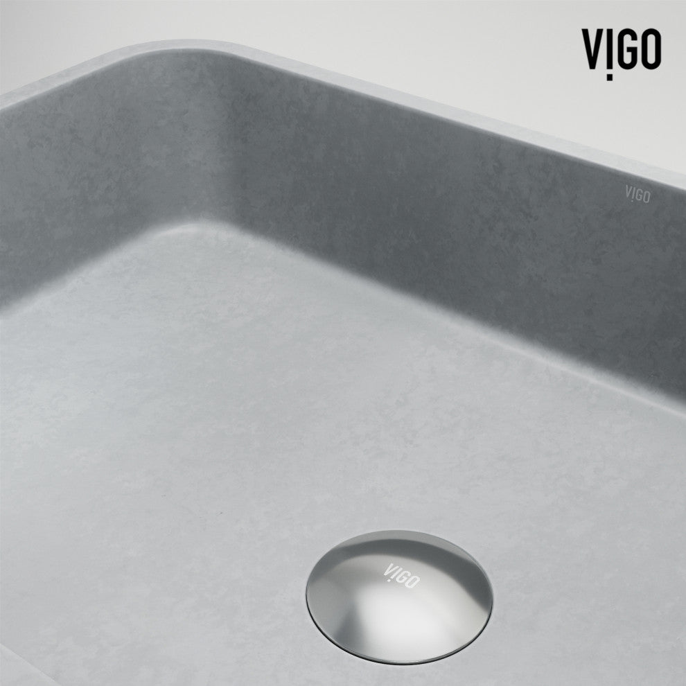 Cypress 21"L x 14"W Concrete Vessel Sink and Apollo 12"H Faucet Set