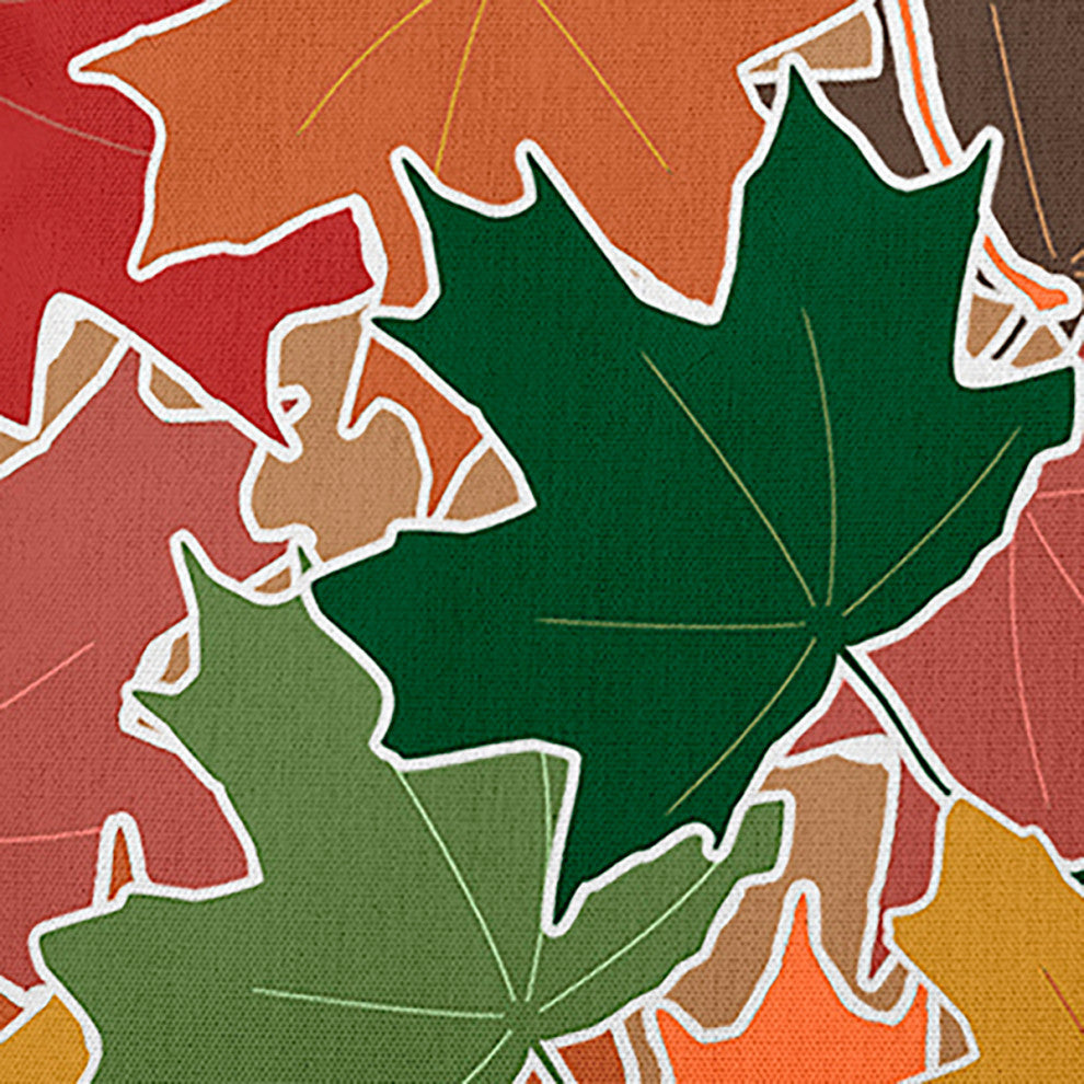 Leaf Pile Accent Pillow, Forest Green, 16"x16"