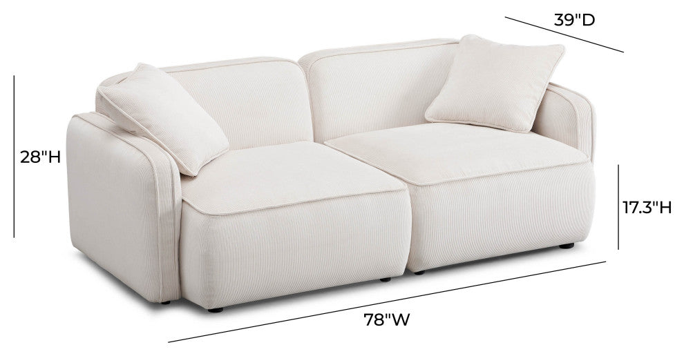 Travie Modular Loveseat, White Sand