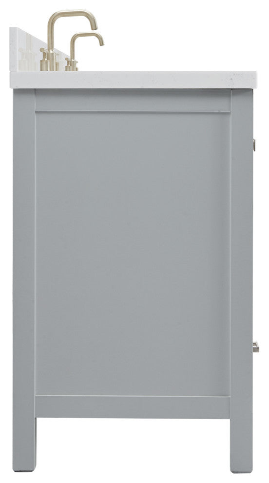 Ariel Cambridge 66" Double Rectangle Sinks Vanity, Carrara Quartz