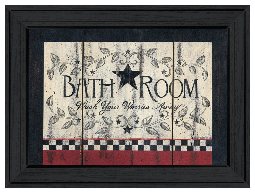 "Bathroom" by Linda Spivey, Ready to Hang Framed Print, Black Frame