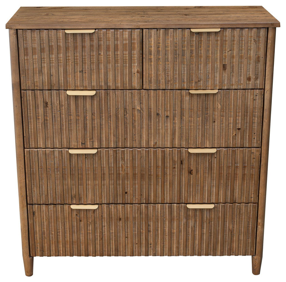 Britanica 5-Drawer Reclaimed Pine Chest, Brown