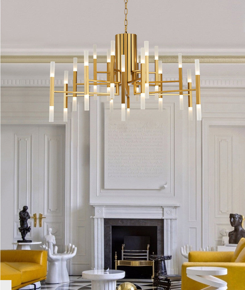 Zelbio | Gold/Black Postmodern LED Chandelier for Living Room, Gold, 36 Lights - Dia102.1xh70.1cm / Dia40.2xh27.6"