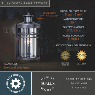 Wrightwood Motion Sensor Dusk to Dawn Outdoor Wall Light Vintage Black