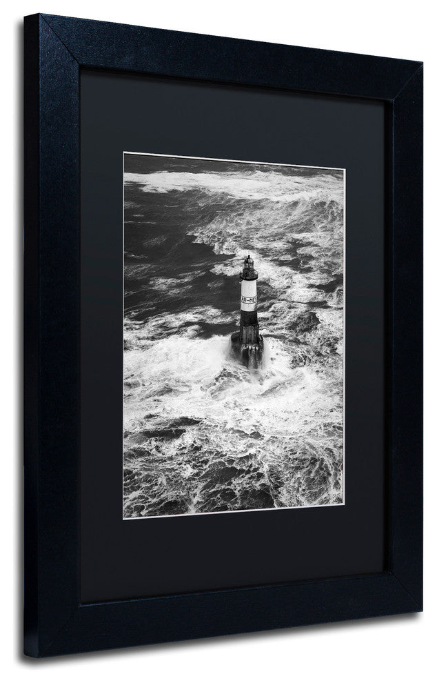 Rivrin "Armen Lighthouse Against Ruzica" Art, Black Frame, Black Mat, 11x14