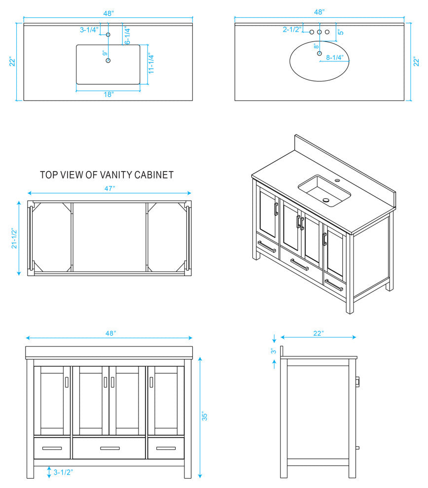 Wyndham WCS141448SGYCMUNSMXX 48" Vanity in Gray + Carrera Marble and Square Sin