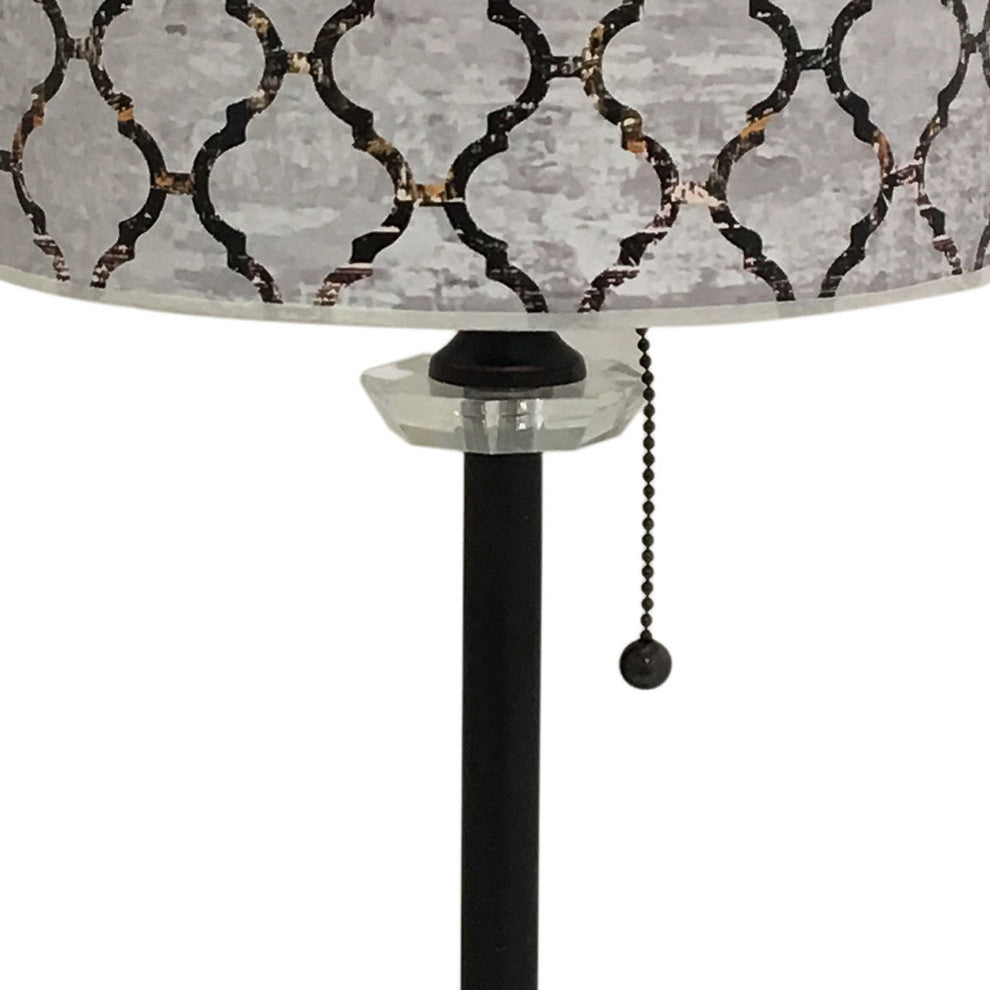 28" Crystal Lamp With Moroccan Tile Textured Shade, Oil Rubbed Bronze, Single