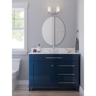 Adley Collection Two-Light Brushed Nickel Etched Opal Glass Bath Vanity Light